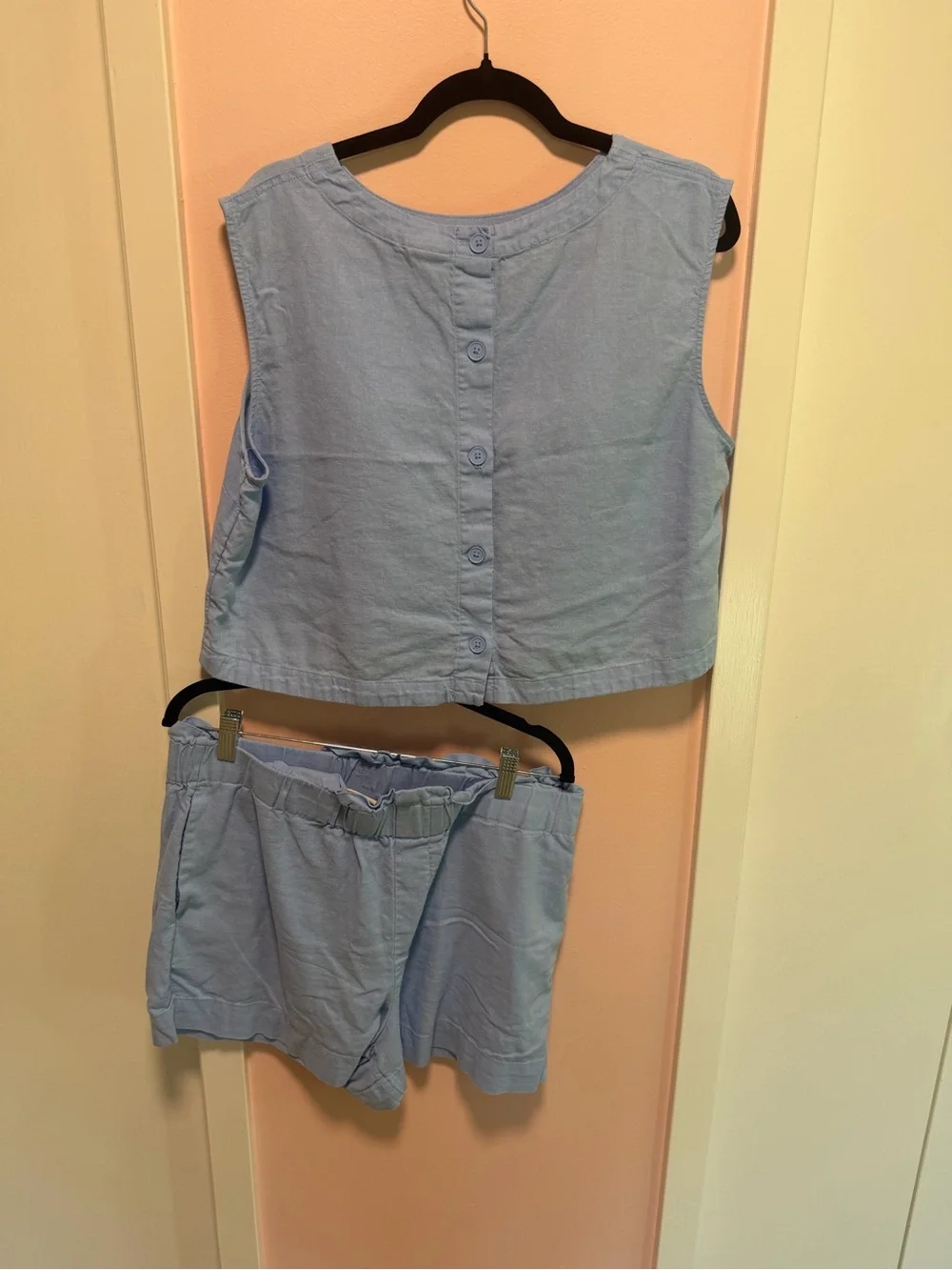 a new day Light Blue Crop Tank Top & Shorts Set